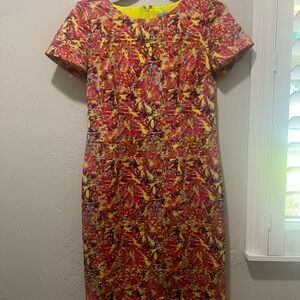 ANTONIO MELANI Red and Gold Sheath Midi Dress